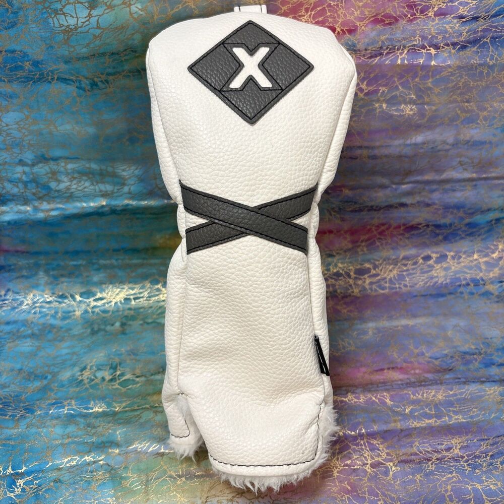Izzo X Head Cover Gray detailing on white faux leather Golf approx. 11"